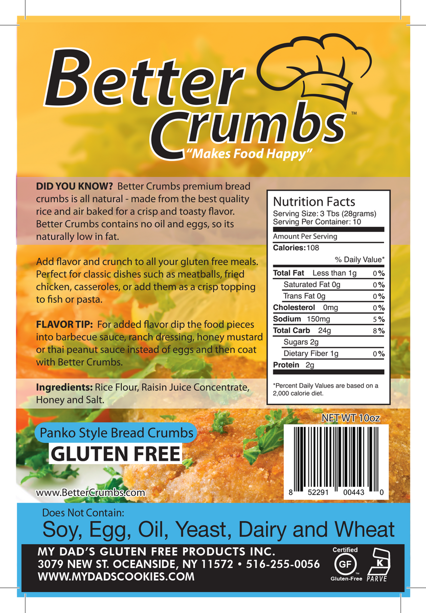 Better Crumbs Panko Style Bread Crumbs (Plain) My Dad's Cookies