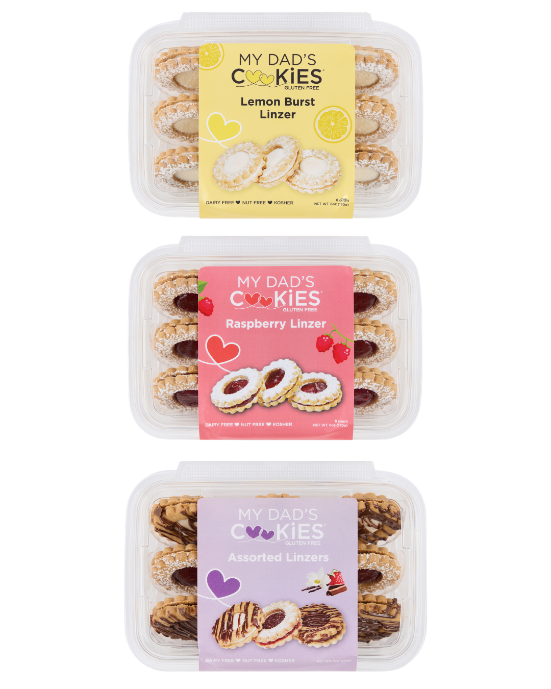 6oz Linzer Assortment - 3 Count – My Dad's Cookies