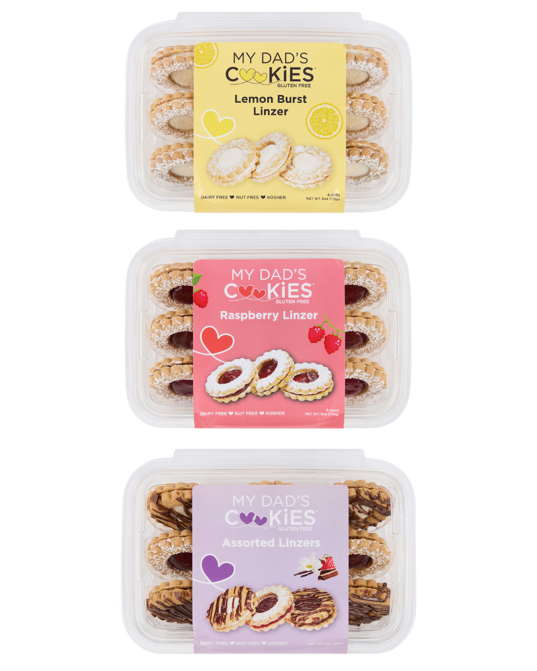 6oz Linzer Assortment - 3 Count – My Dad's Cookies 6oz Linzer Assortment - 3 Count – My Dad's Cookies